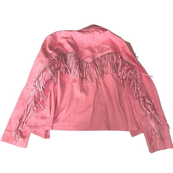 Fringe rhinestone Detail Dropped Shoulder Denim Jacket - Picture 4 of 4